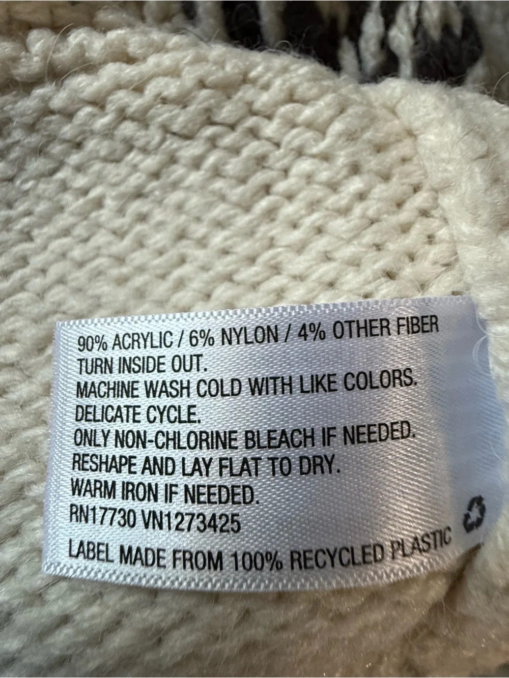 Universal Thread Fair Isle Chunky Cream Ivory Coastal Sweater XL
